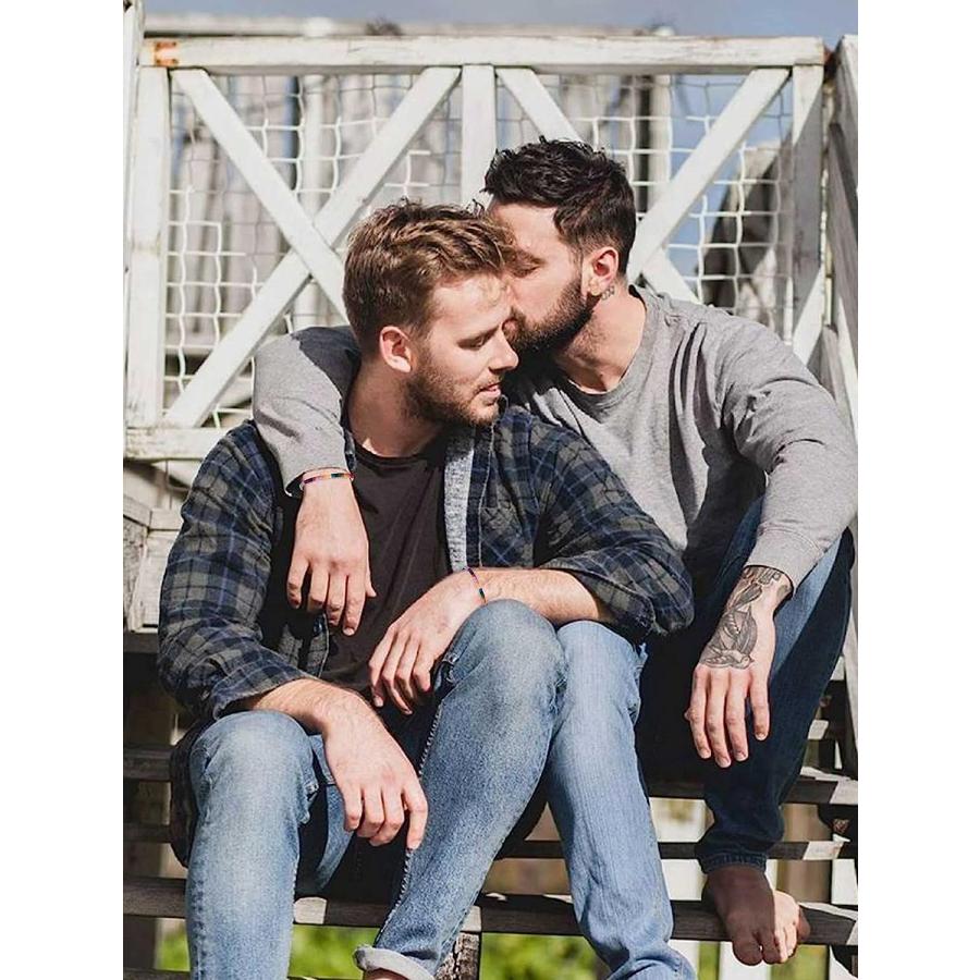 【並行輸入品】レインボー プライド ブレスレット LGBT ハンドメイド ストリング ブレスレット または &レズビアン LGBTQ 2個 その他_4