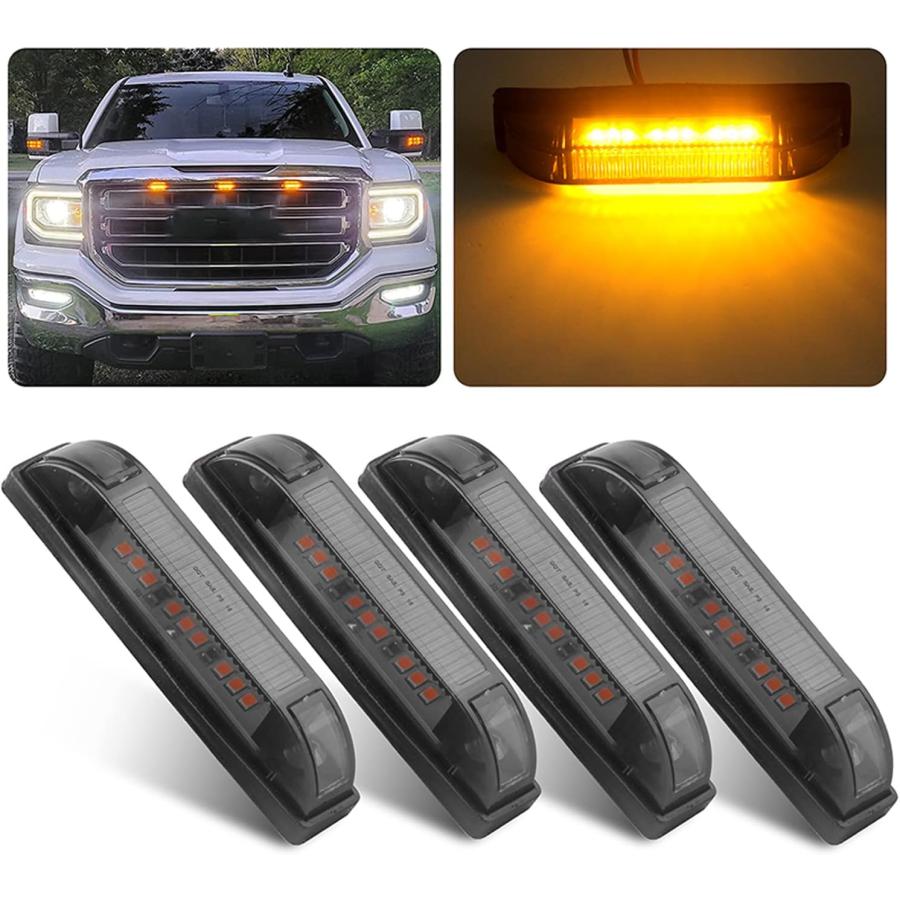 並行輸入品】スモークアンバーLEDフロントグリルマーカーライトキット