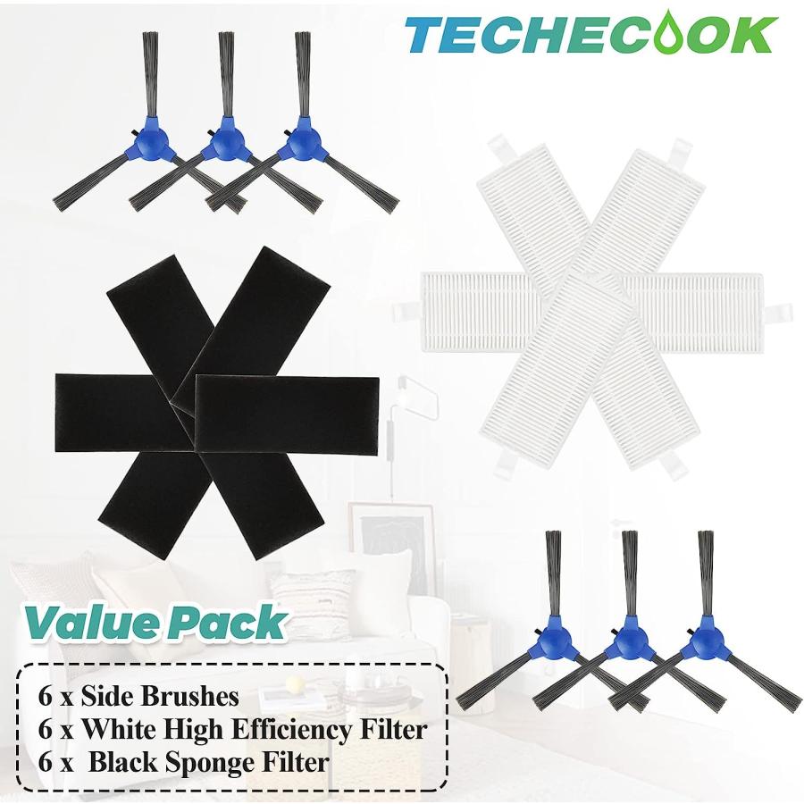 Eufy Robovac サイドブラシ フィルター Techecook の交換 - Eufy RoboVac 11S、12、15C、30、30C アクセサリー ロボット掃除機フィルター (6 サイドブラシ、6｜dep-dreamfactory｜07