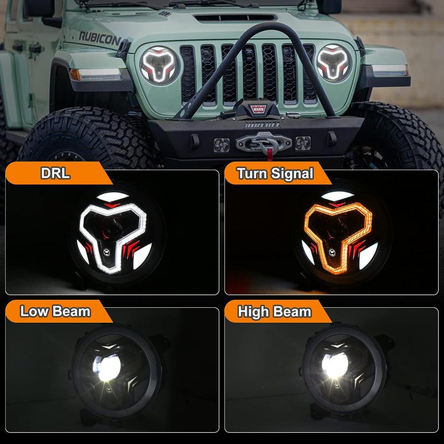 【並行輸入品】OVSAUTO JL LEDヘッドライト 9インチヘッドライト DRLウィンカーライト内蔵 Jeep JL 2018-2023 Jeep