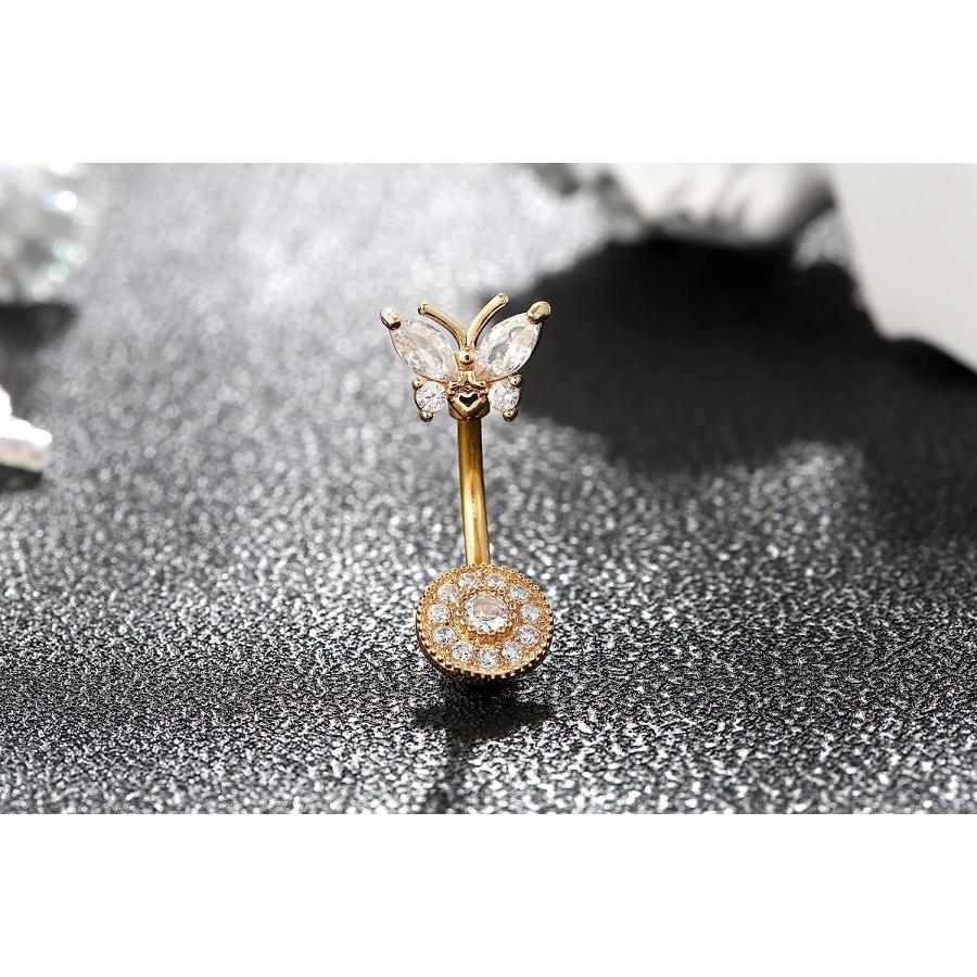 【並行輸入品】Shakalaka サージカルスチール ベリーボタンリング レディース かわいいバタフライへそリング ピアスジュエリーパック ステンレ_4