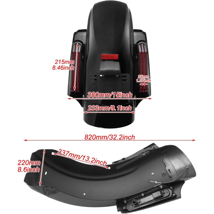 【並行輸入品】YHMTIVTU Motorcycle 21 inches Mudguard Front Fender and LED Rear Fenの画像