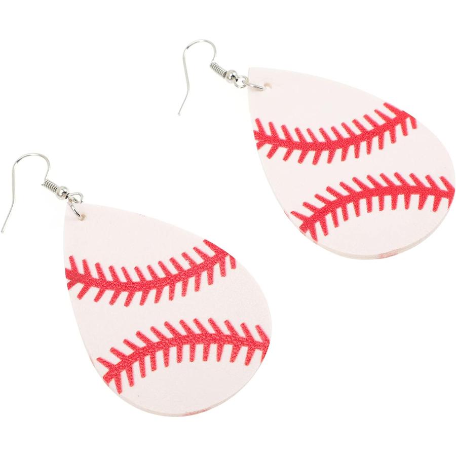 【並行輸入品】USHOBE Baseball Earrings for Women Water Drop Earrings Leather Dangl_2