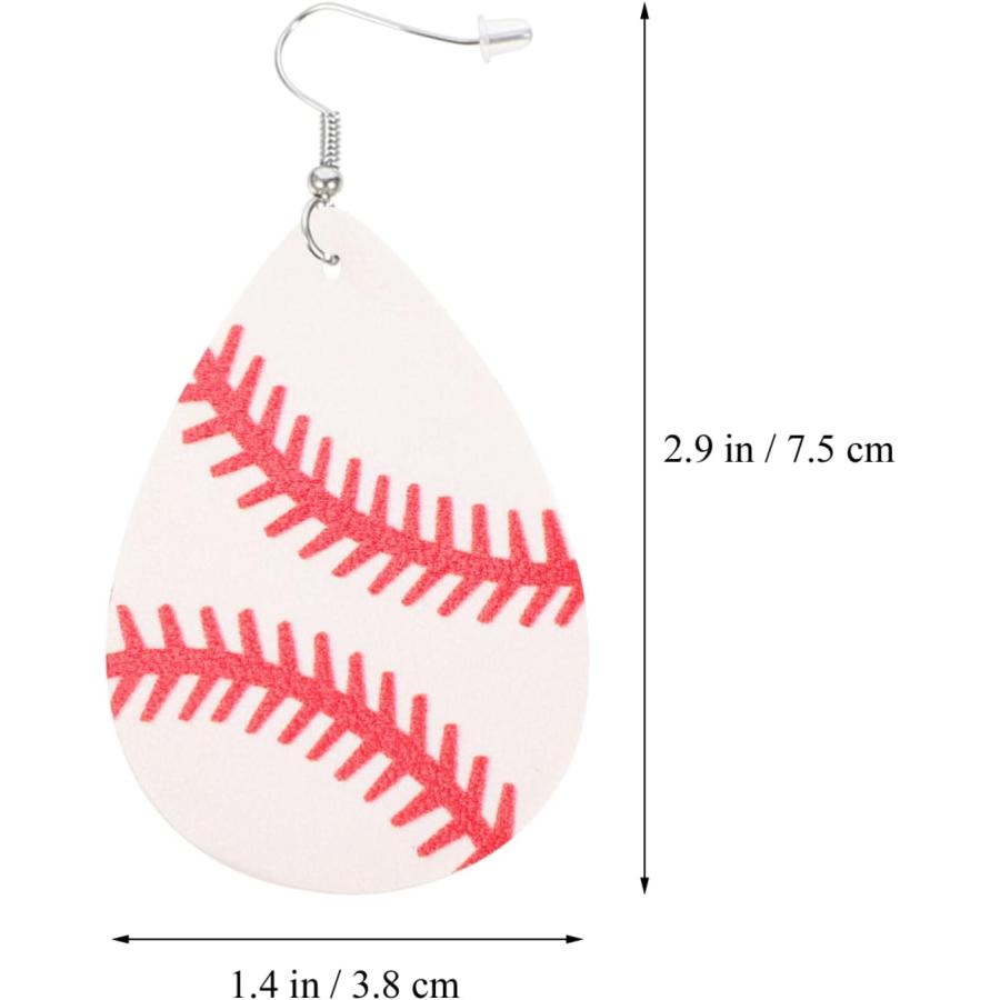 【並行輸入品】USHOBE Baseball Earrings for Women Water Drop Earrings Leather Dangl_3