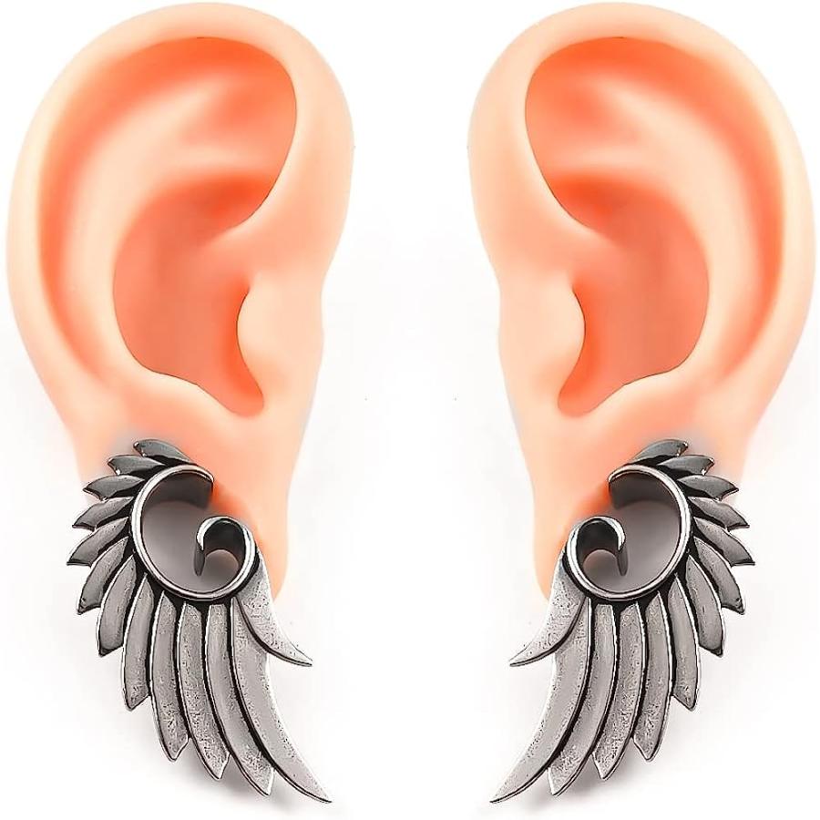 DOEARKO ウィングイヤーハンガー 2個 伸びた耳用 ゲージ 耳栓 ボディピアス トンネル 316ステンレススチール 低刺激性 ボディジュエリー 14mm(9/16inch) ス