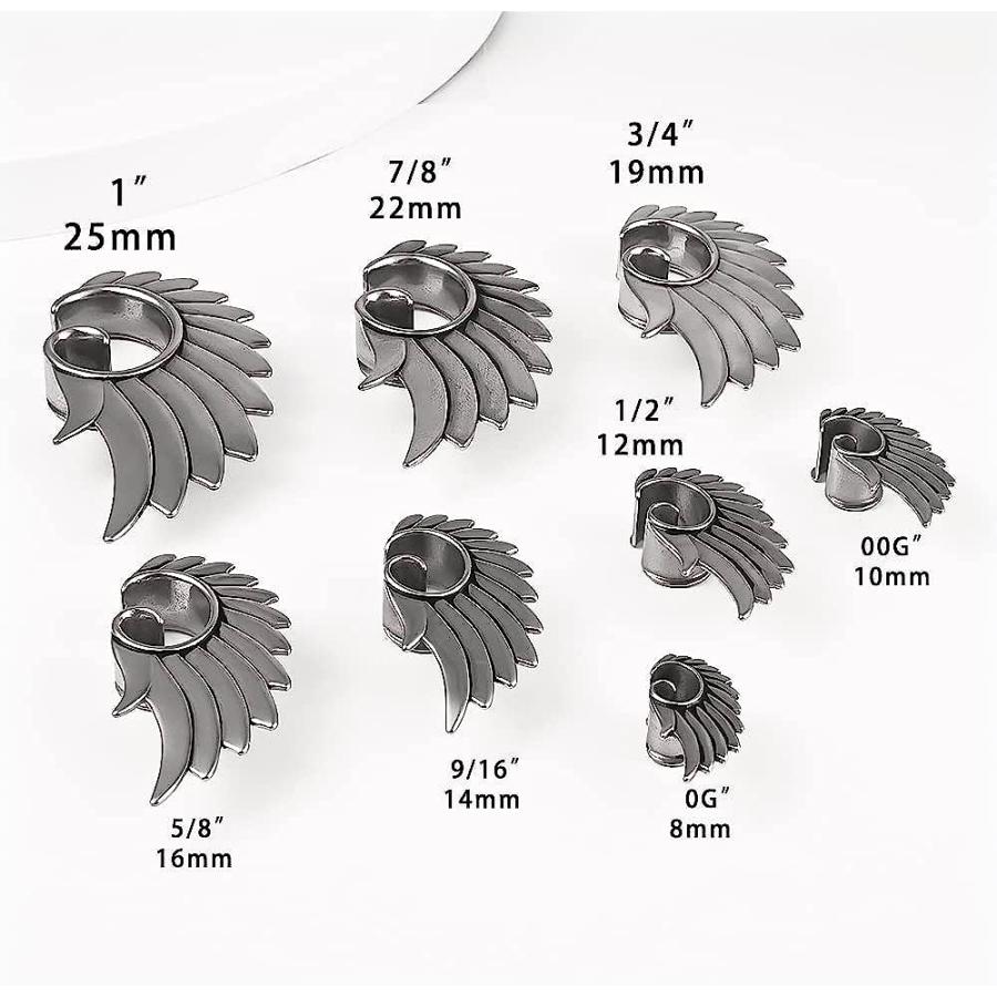 DOEARKO ウィングイヤーハンガー 2個 伸びた耳用 ゲージ 耳栓 ボディピアス トンネル 316ステンレススチール 低刺激性 ボディジュエリー 14mm(9/16inch) ス