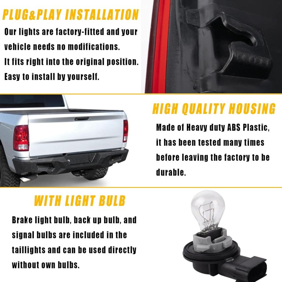 【並行輸入品】Boine 左側テールライト 2009-2018 Dodge Ram 1500 2500 3500に対応 電球付き (左運転席側)　_2