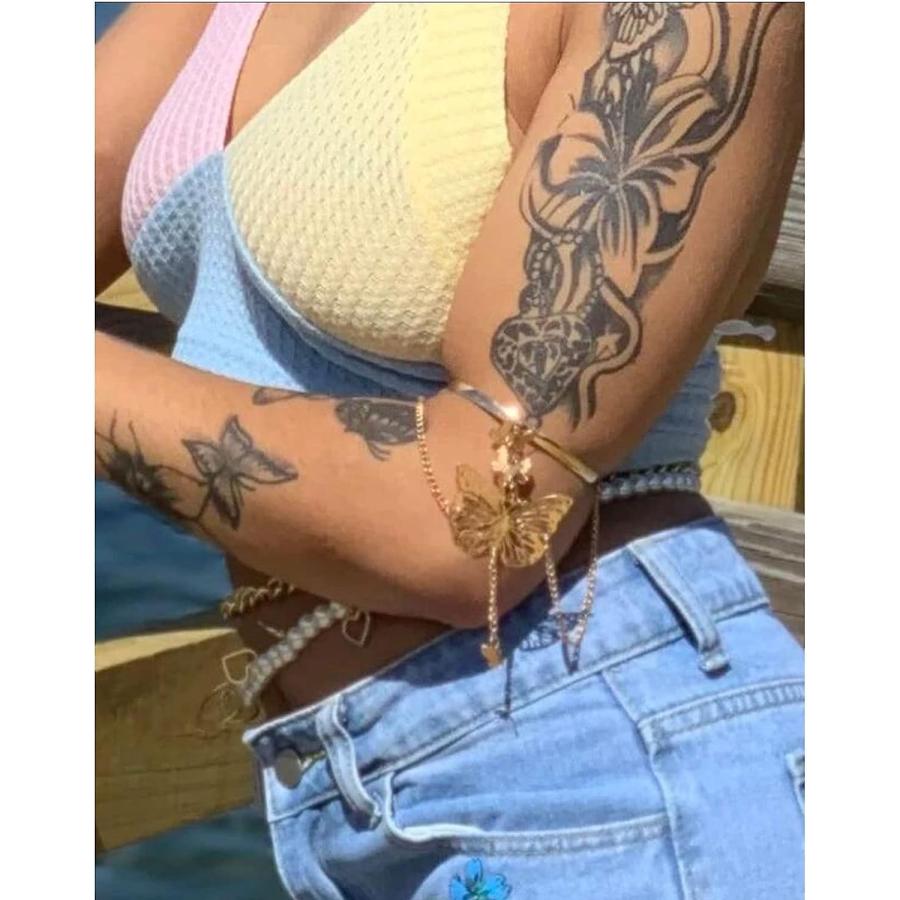 【並行輸入品】Butterfly Chain Arm Cuff Butterfly Chain Bracelet Gold Cute Butter_2