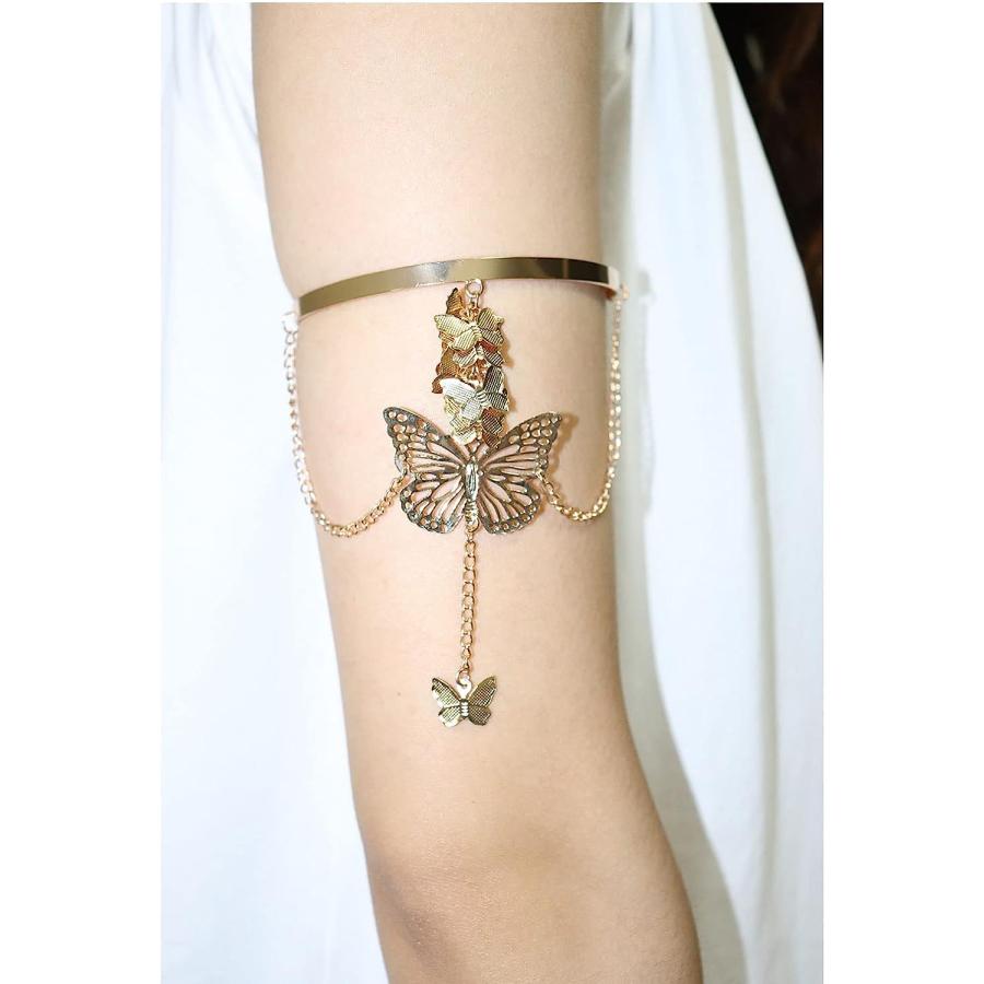 【並行輸入品】Butterfly Chain Arm Cuff Butterfly Chain Bracelet Gold Cute Butter_3