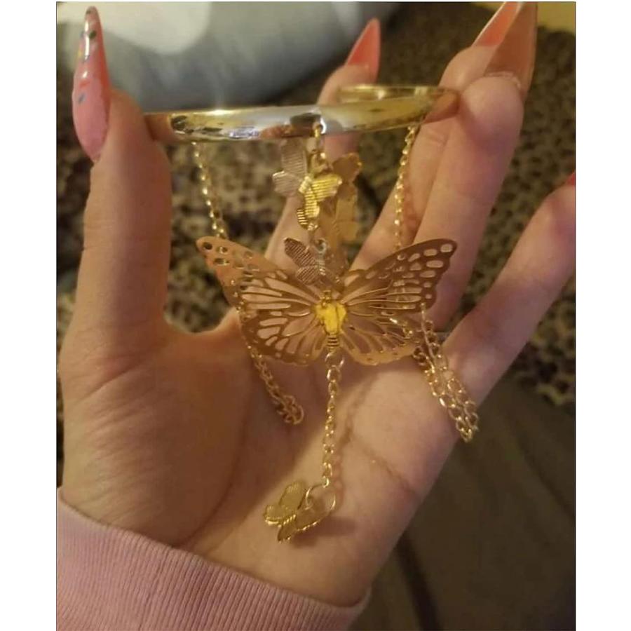 【並行輸入品】Butterfly Chain Arm Cuff Butterfly Chain Bracelet Gold Cute Butter_4