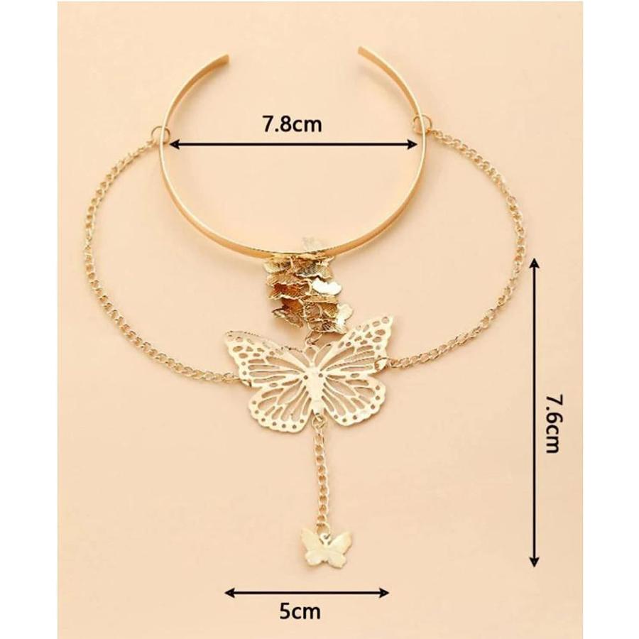 【並行輸入品】Butterfly Chain Arm Cuff Butterfly Chain Bracelet Gold Cute Butter_5