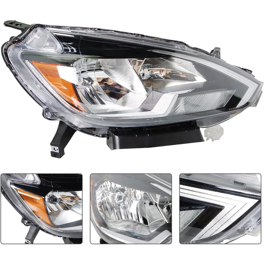 【並行輸入品】ANTUKO NI2503244 ハロゲン 助手席用ヘッドライトアセンブリ 交換用 セントラ ブラック クリアレンズ ヘッドライト 右側_4