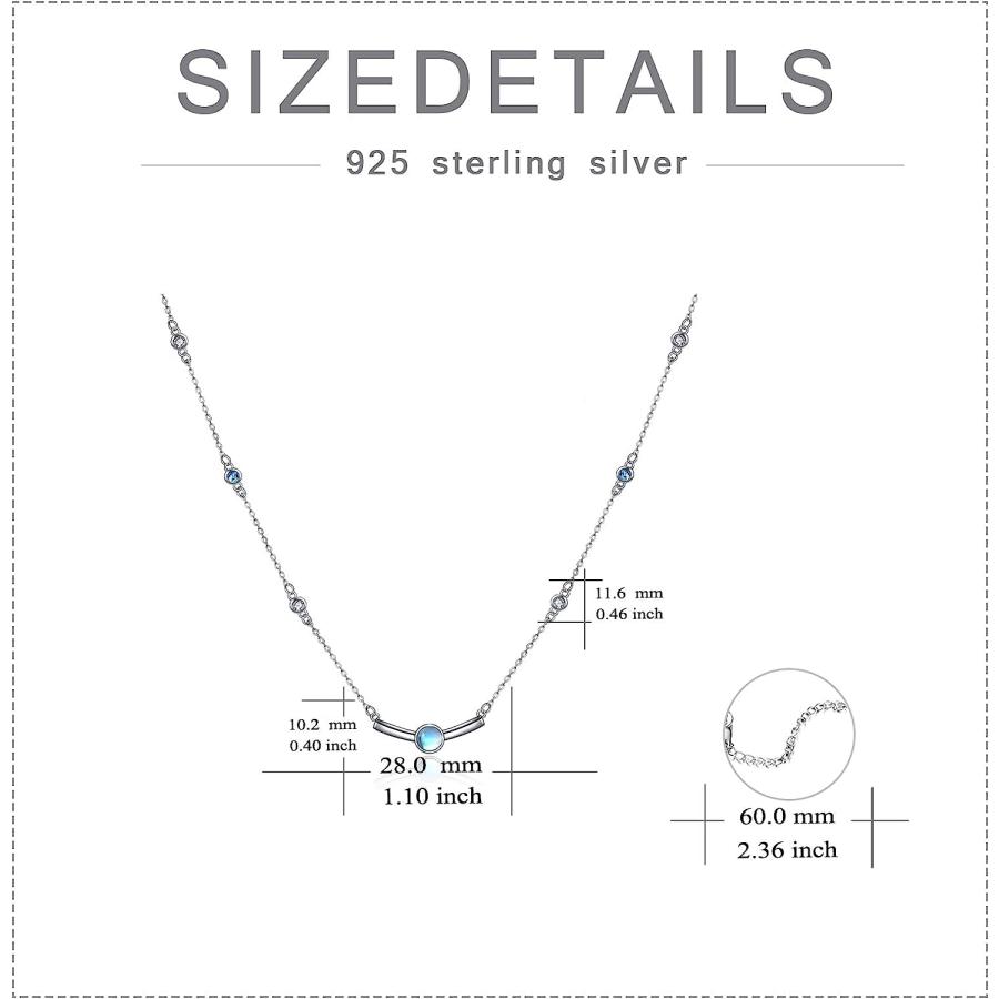 【並行輸入品】シンプル/水平バームーンストーンネックレス スターリングシルバー レディースネックレス レディース ジュエリーギフト スターリングシル_5