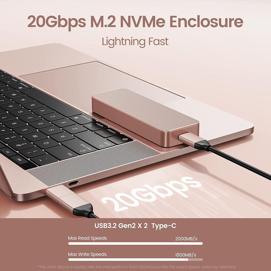 【並行輸入品】GiGimundo AJM20C USB 3.2 Gen 2x2 20Gbps M.2 NVMe SSDエンクロージャー アルミニウム