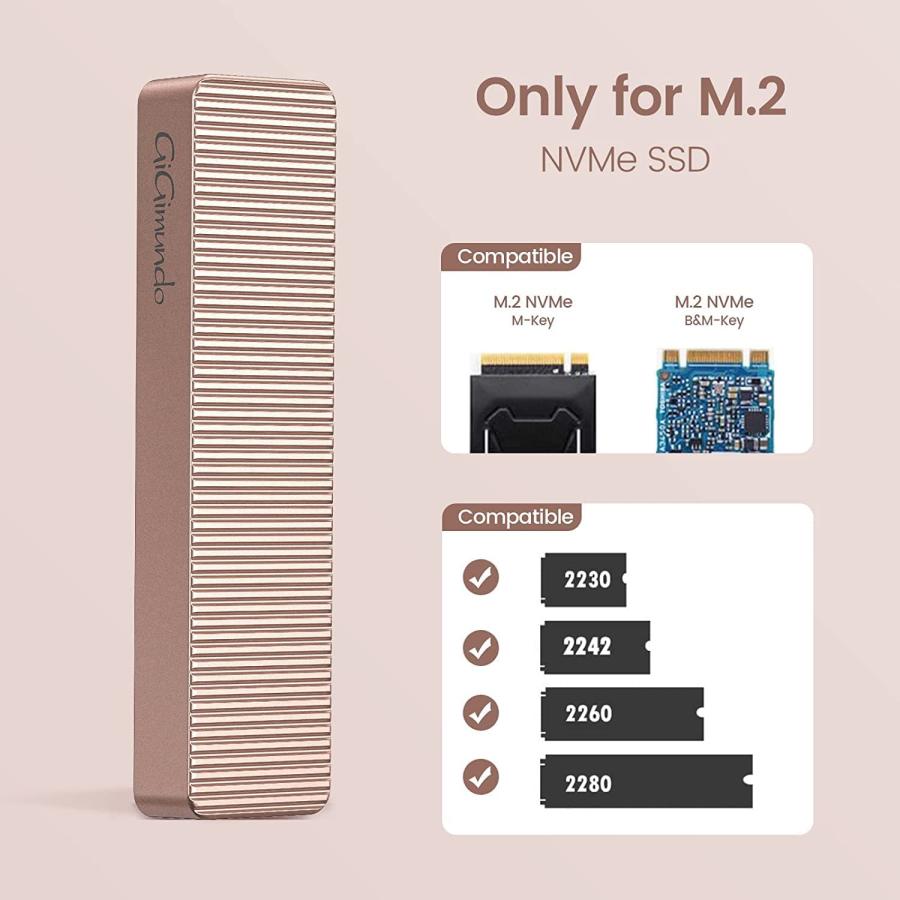 【並行輸入品】GiGimundo AJM20C USB 3.2 Gen 2x2 20Gbps M.2 NVMe SSDエンクロージャー アルミニウム