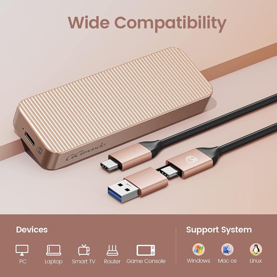 【並行輸入品】GiGimundo AJM20C USB 3.2 Gen 2x2 20Gbps M.2 NVMe SSDエンクロージャー アルミニウム