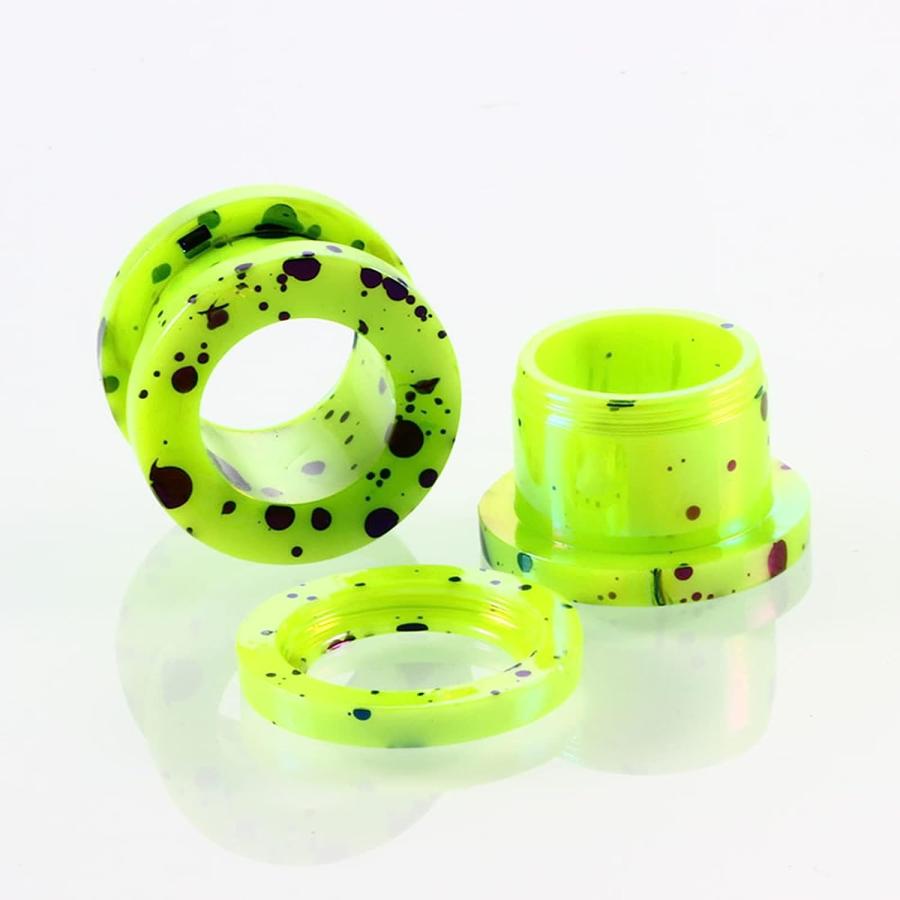 Wycian 2PCS Green Earrings for Women  Ear Gauges for Men Body Green Hoop with Dot Pattern Body Piercing Tunnels 6x6MM 2G　並行輸入品｜dep-dreamfactory｜02