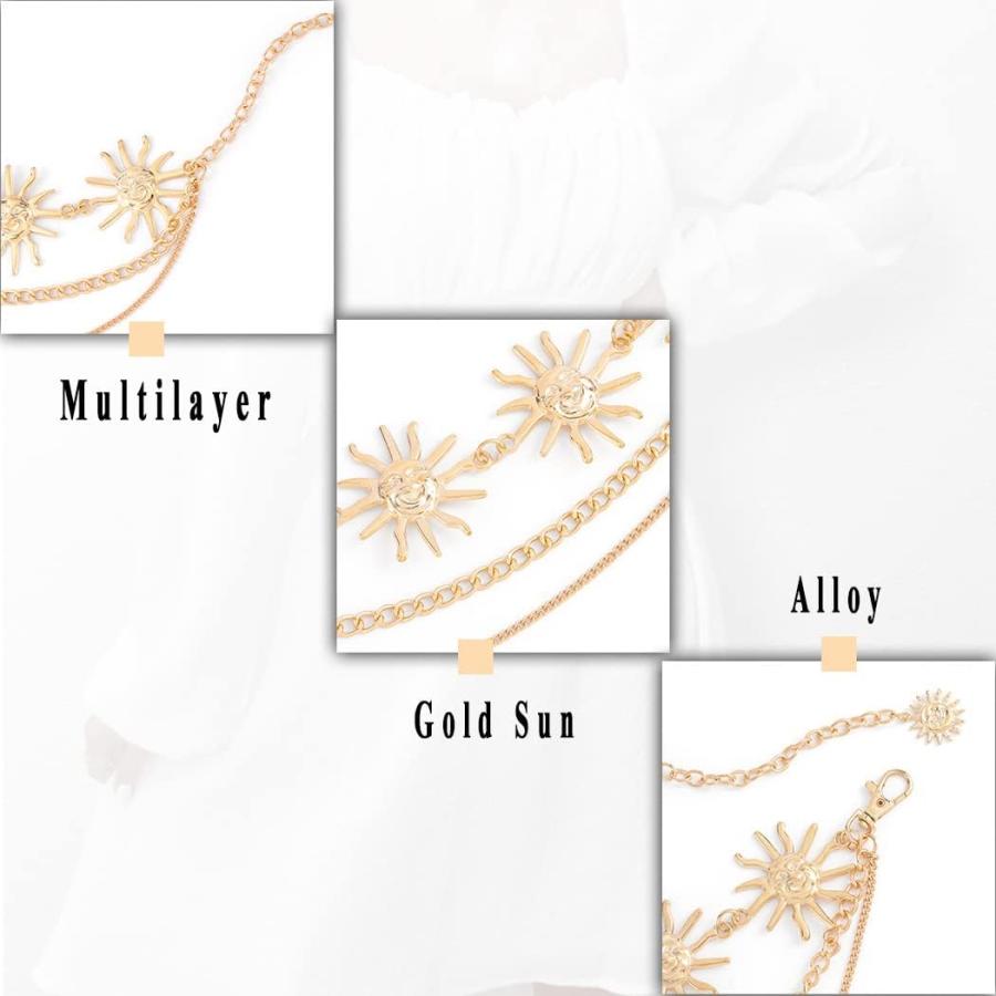 【並行輸入品】Navoky Gorgeous Metal Waist Chain Gold Sun Pendant Belly Belt Body C_2