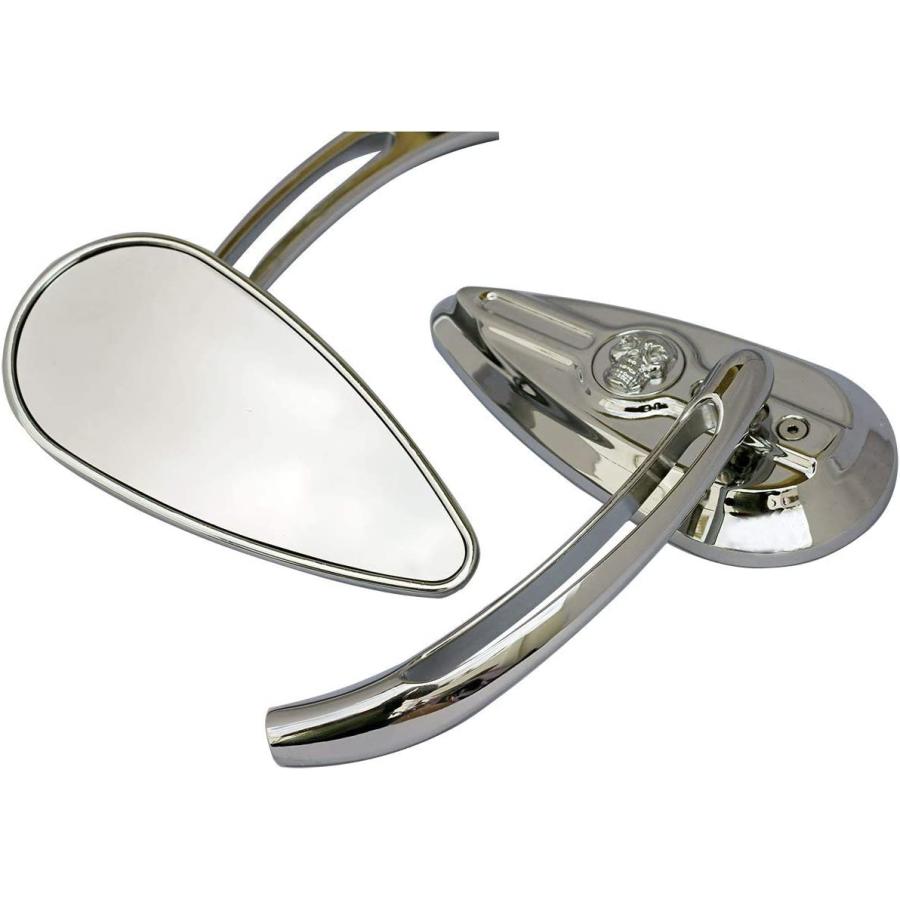 MotorToGo 1Pair CNC Chrome 3D Skull TearDrop Motorcycle Mirrors Compatible for 2008 Harley-Davidson Street Glide FLHX　並行輸入品