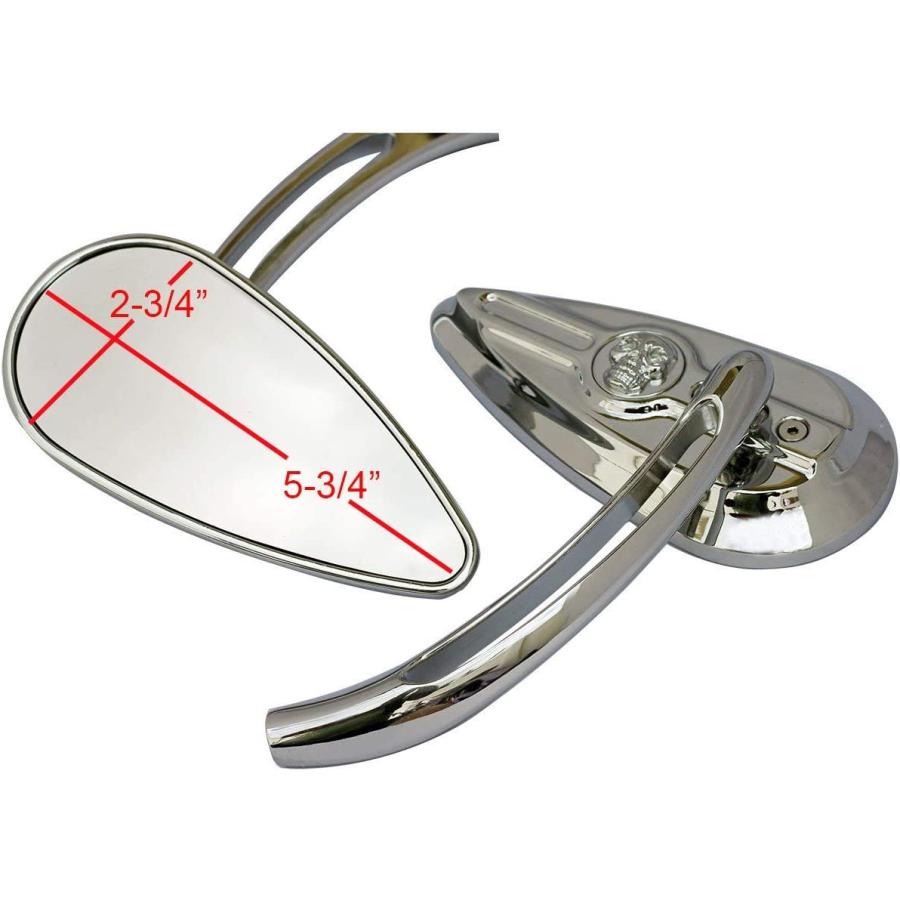 MotorToGo 1Pair CNC Black 3D Skull TearDrop Motorcycle Mirrors