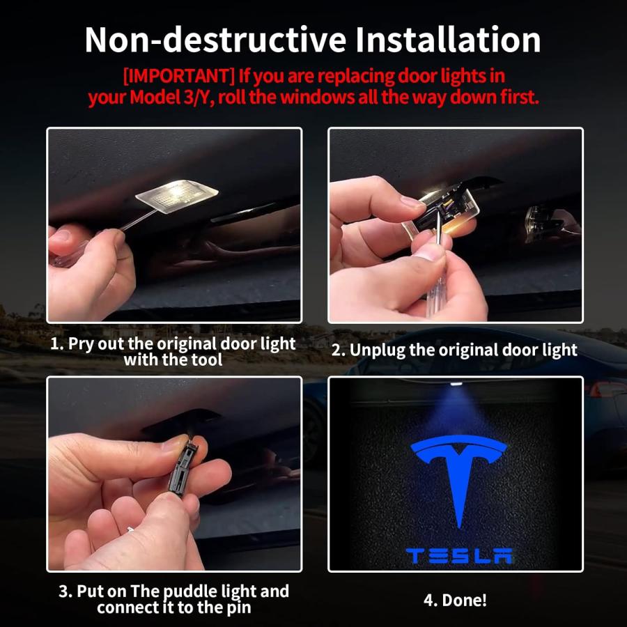 並行輸入品】Uxcer Tesla ドアライト ロゴプロジェクター モデル3/Y/S