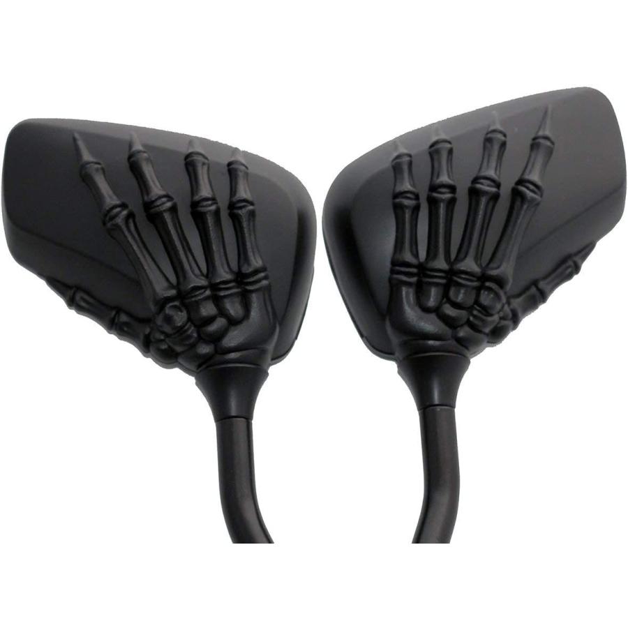 MotorToGo Small 3D Black Skull Hand Rear Motorcycle Mirrors Compatible for 1984 Honda Shadow 500 VT500C　並行輸入品