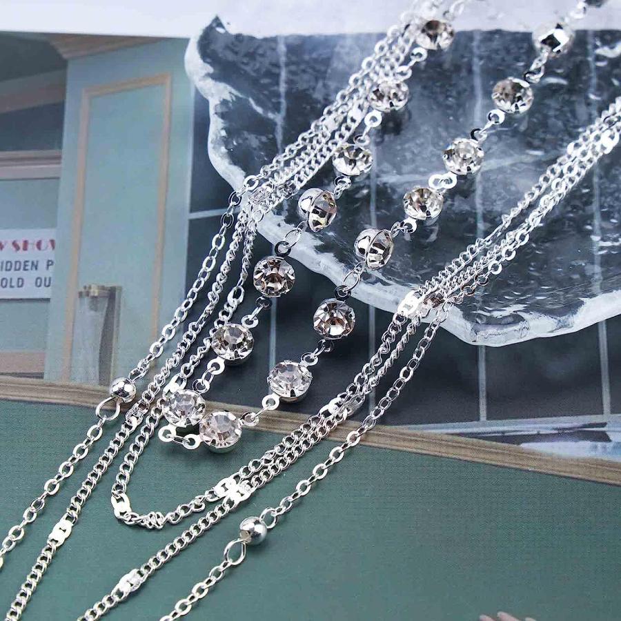 並行輸入品】Iaceble レイヤードクリスタルラリアットネックレス 