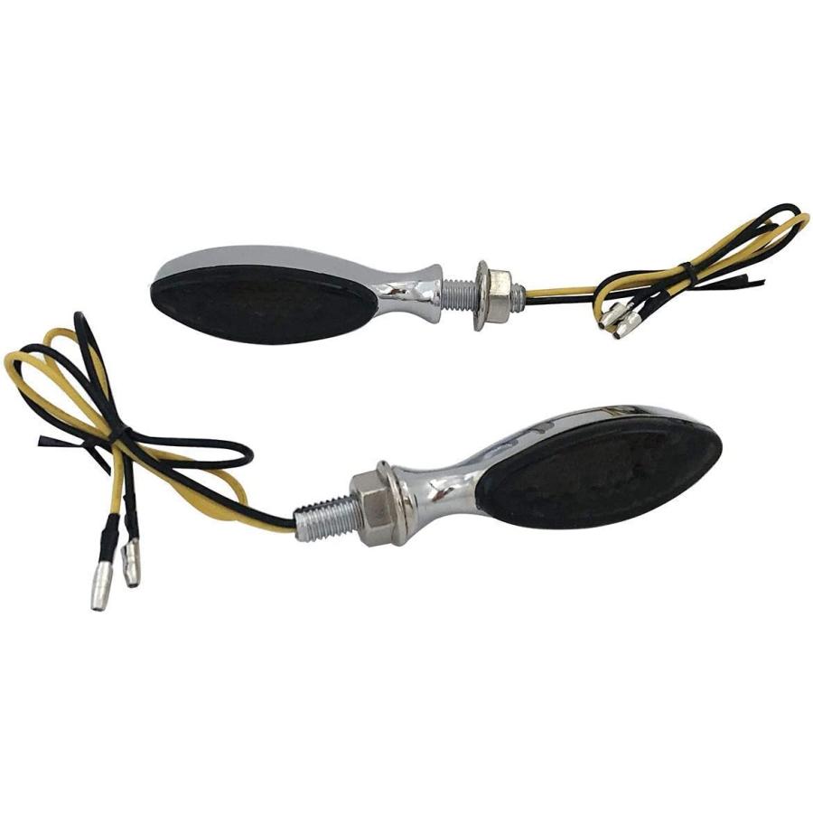 MotorToGo Chrome LED Motorcycle Turn Signal Blinks mini Torpedo Oval