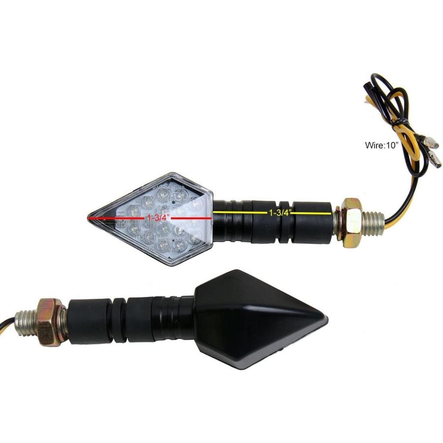 【並行輸入品】MotorToGo Black LED Motorcycle Long Stem Turn Signals mini 3D Diamon_2