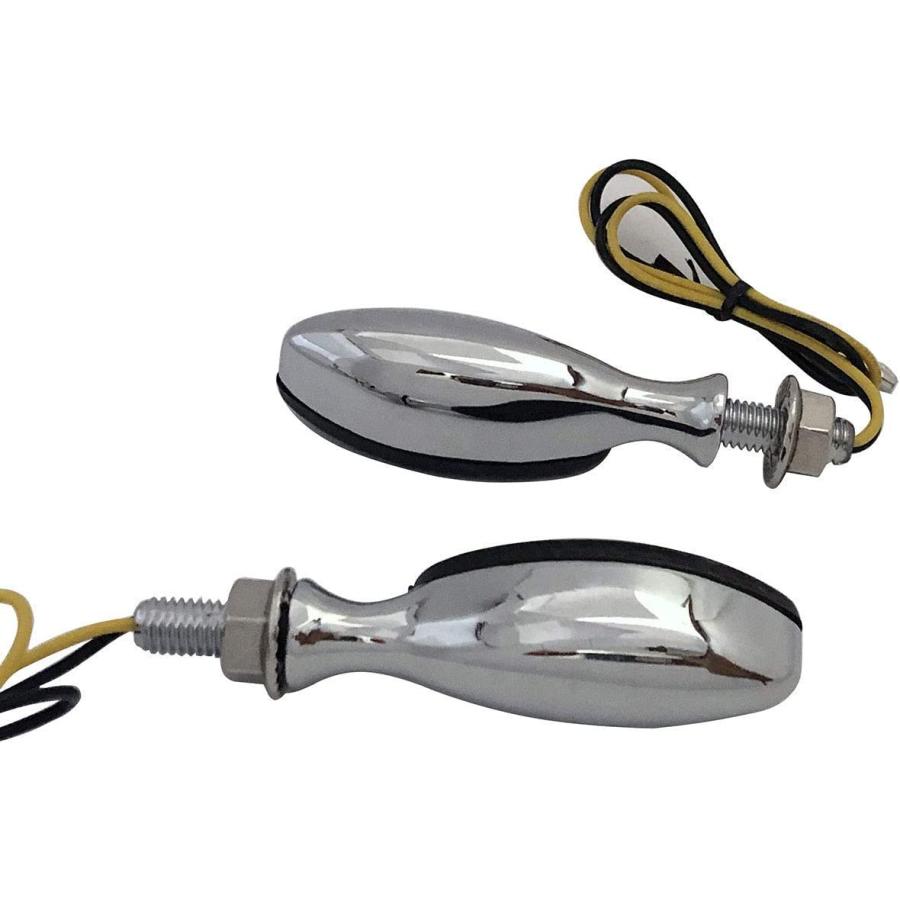 【並行輸入品】MotorToGo Chrome LED Motorcycle Turn Signal Blinks mini Torpedo Oval_2