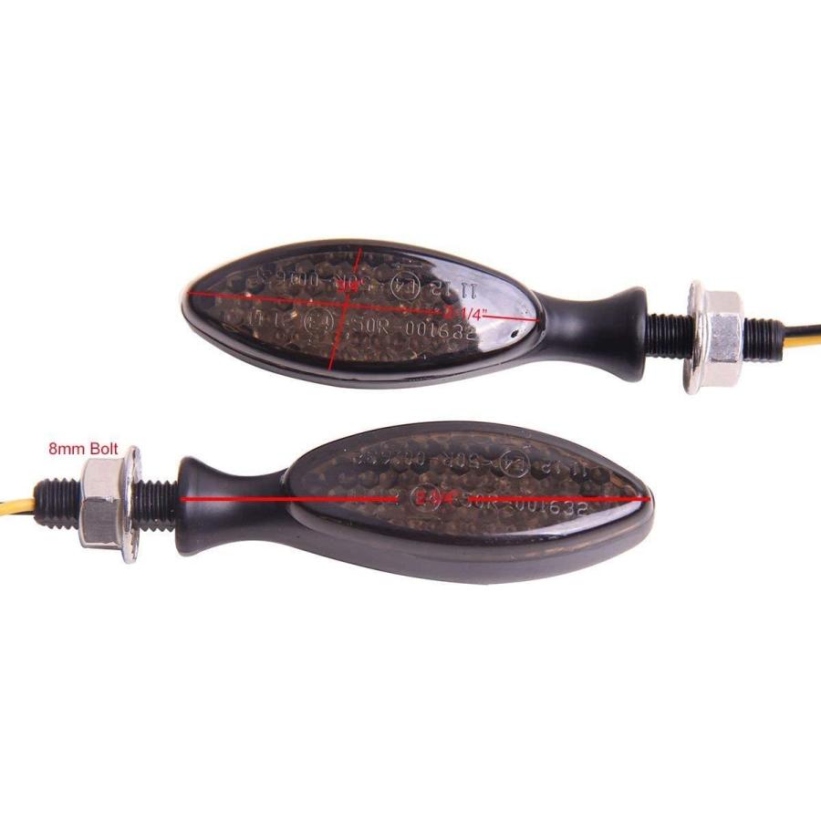 MotorToGo Black LED Motorcycle Turn Signal Blinks mini Torpedo Oval LED