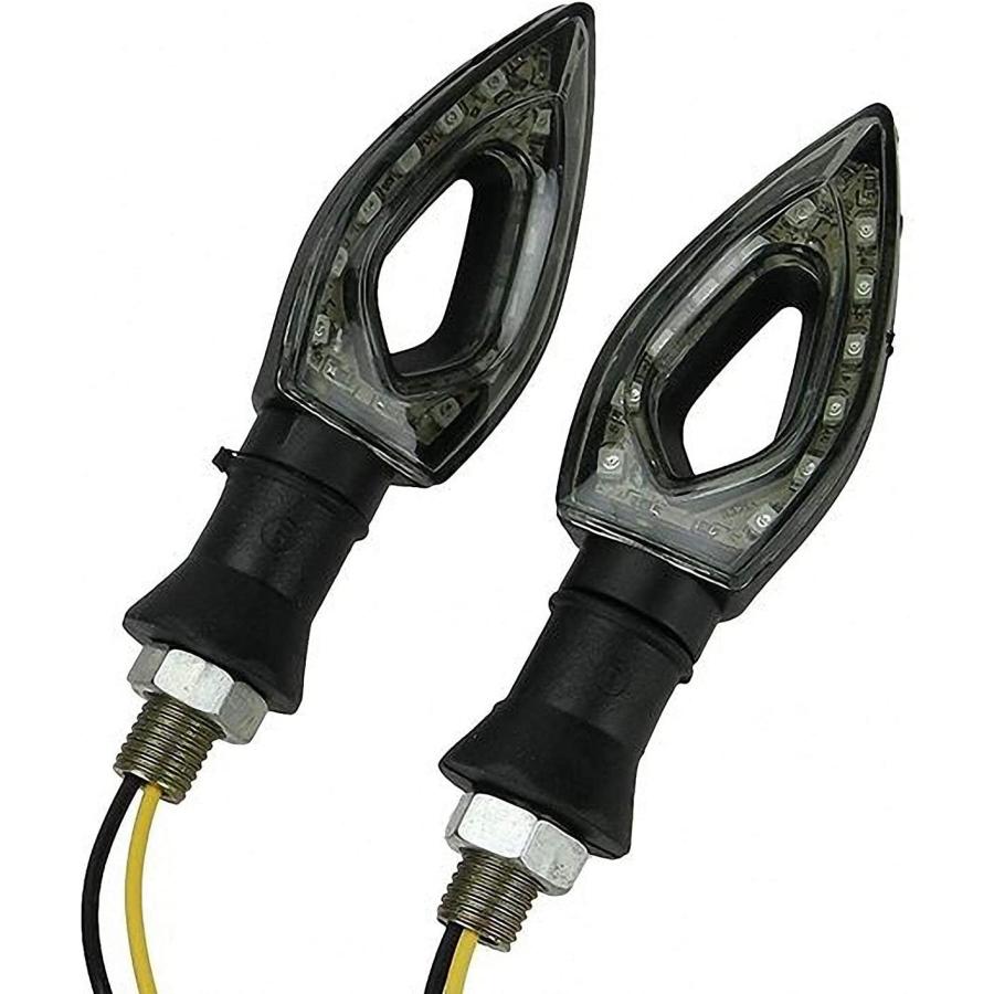 【並行輸入品】MotorToGo 2PCS Motorcycle Diamond Turn Signal Blinkers Black ABS LED_2