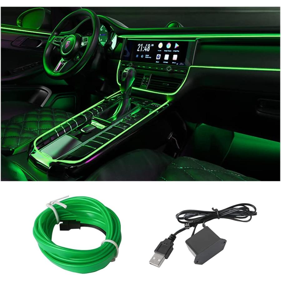 EL Wire Interior Car LED Strip Lights USB Auto Neon Light Strip with