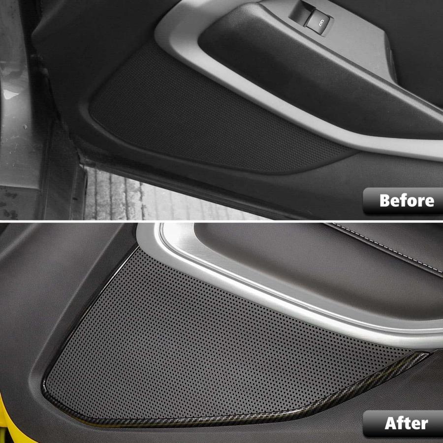 Carbon　Fiber　Door　Interior　Accessories　Panel　Audio　for　Camaro　Cover　Interior　Decor　Trim　Chevrolet　Speaker　2017-2022　並行輸入品