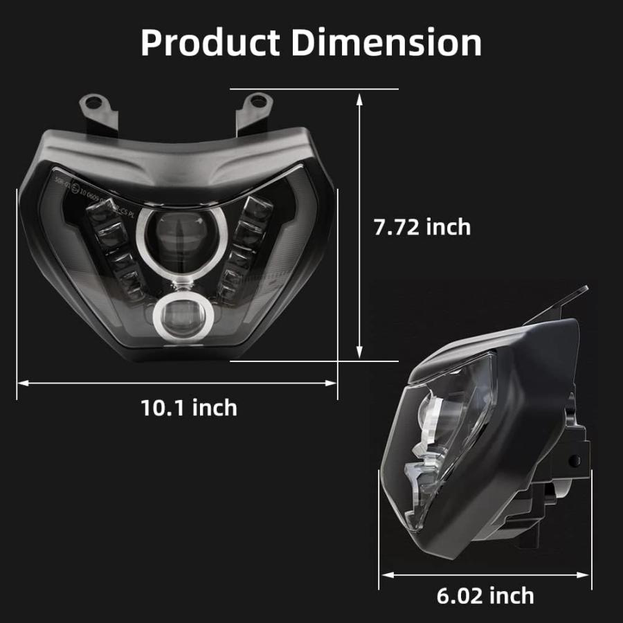 【並行輸入品】BYKIT LEDオートバイヘッドライトアセンブリ ヤマハ MT-07 2018 2019 MT-09 FZ-09 2014 2015の画像
