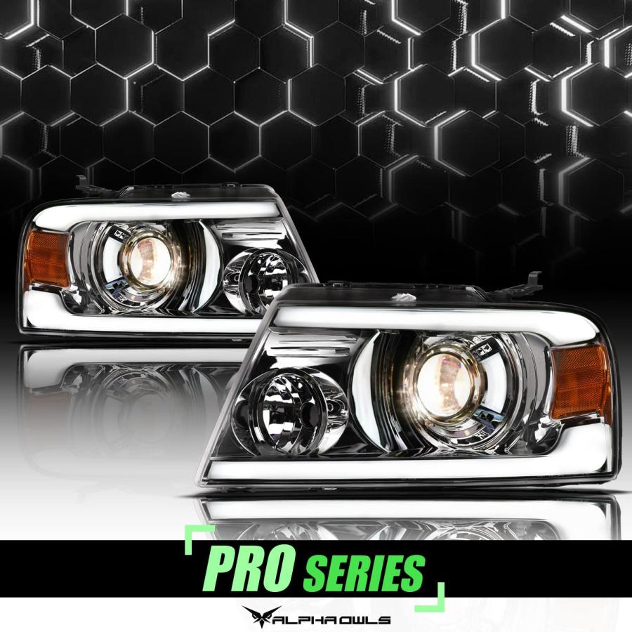 【並行輸入品】Alpha Owls 8710111 Projector Headlights With White LED Light Bar - C_1