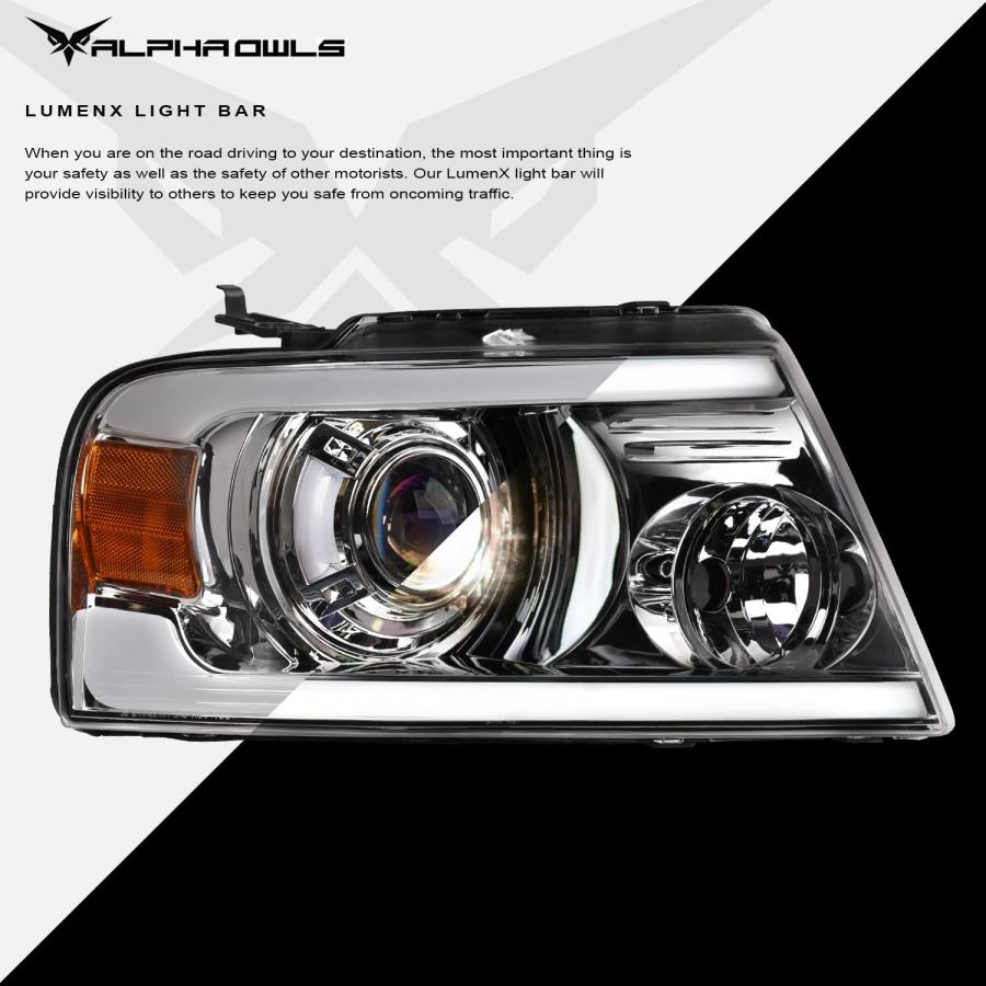 【並行輸入品】Alpha Owls 8710111 Projector Headlights With White LED Light Bar - C_3