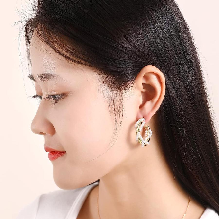 並行輸入品】Lcyten-Pearl フープピアス レディース スターリング 