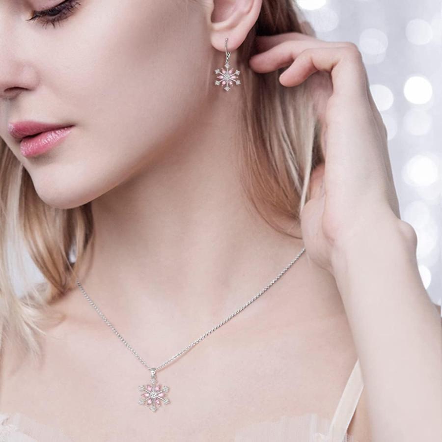 【並行輸入品】EVER FAITH 925 Sterling Silver Snowflake Jewerly Set for Women Winte_2
