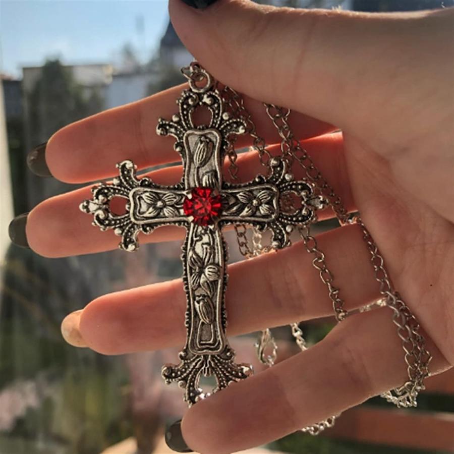 並行輸入品】LYWBYXGS New Gothic Pink Cross Necklace Purple Zircon
