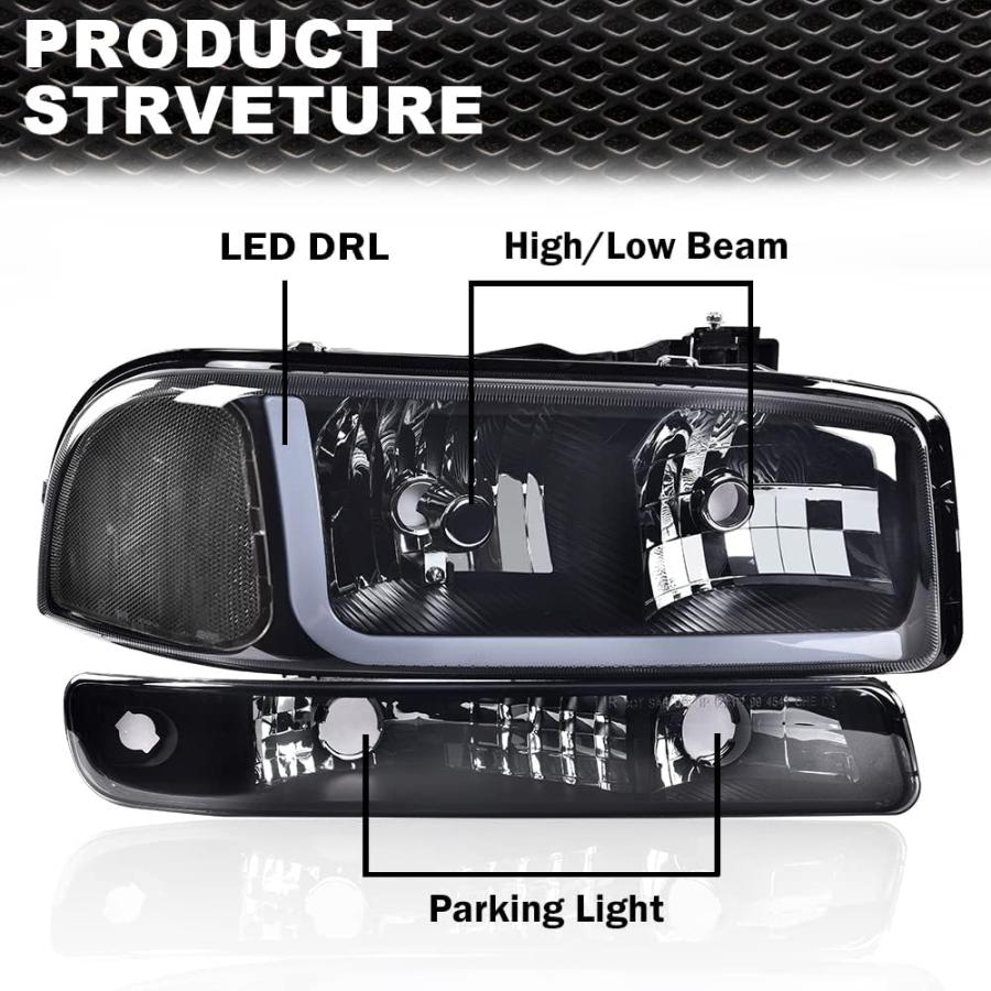 【並行輸入品】CNNELL ヘッドライトアセンブリ GMC 1999-2007 Sierra 1500/2500 2001-2007 Sierra 1の画像