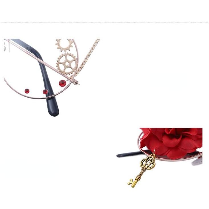 【並行輸入品】Kawaii Glasses with Chain Punk Grunge Round Wire Rose Eyeglasses Lol_3
