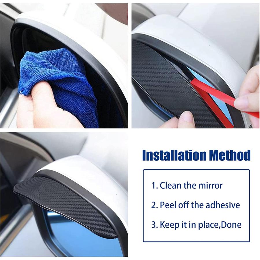 【並行輸入品】Miytsya 2 PCS Car Rear View Mirror Rain Visor Guard Carbon Fiber Ca_3