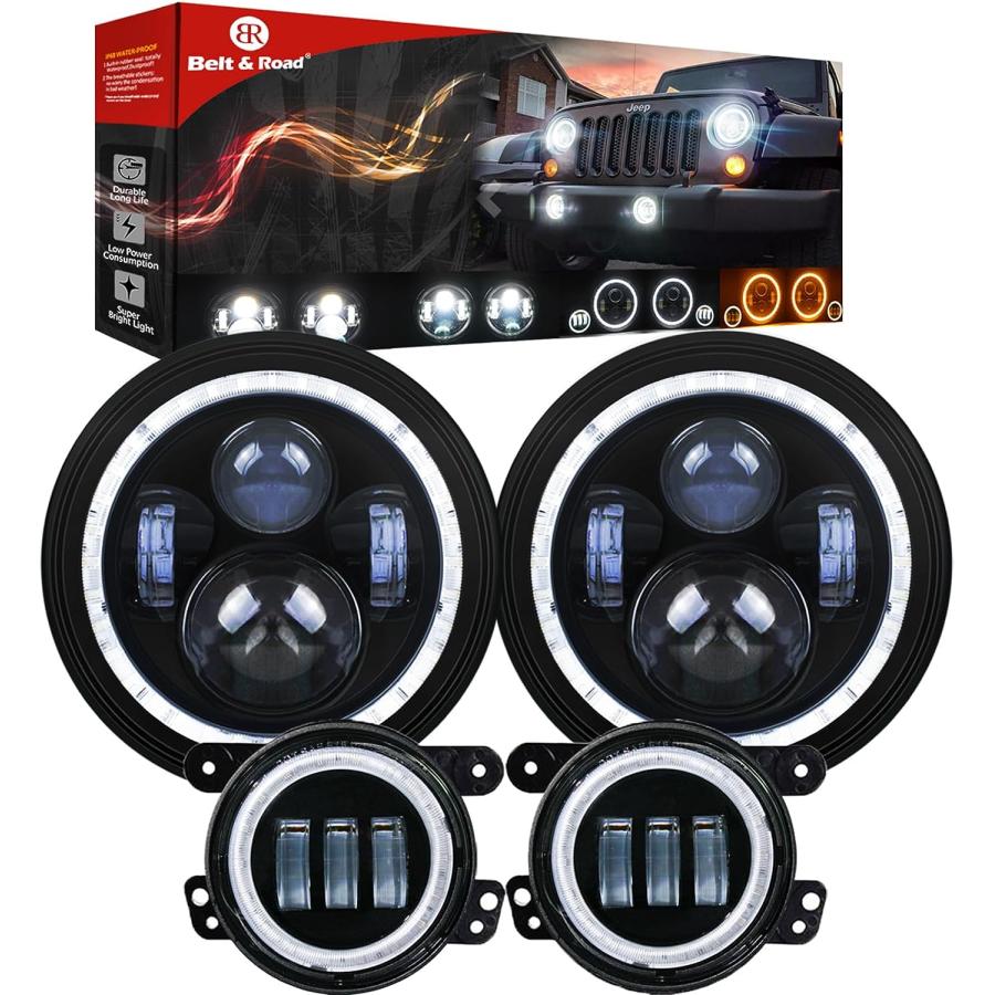 並行輸入品】ドット承認 超高輝度 7インチ LEDヘッドライト + 4インチ