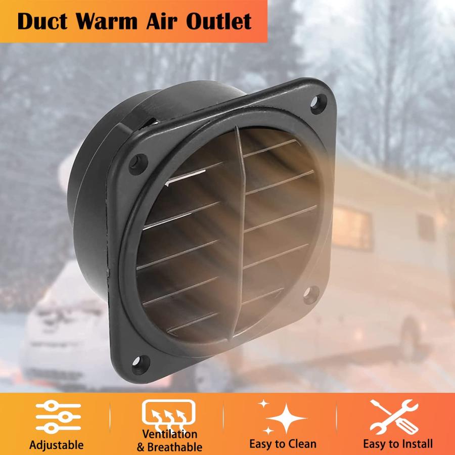 Warm　Air　Vent　Outlet　Pipe　Duct　Conditioner　360　Car　Heater　for　Parking　Vent　Warm　Air　2pcs　Outlet　Car　Hose　Heater　Air　Steering　Degrees　Rotatable　Bus