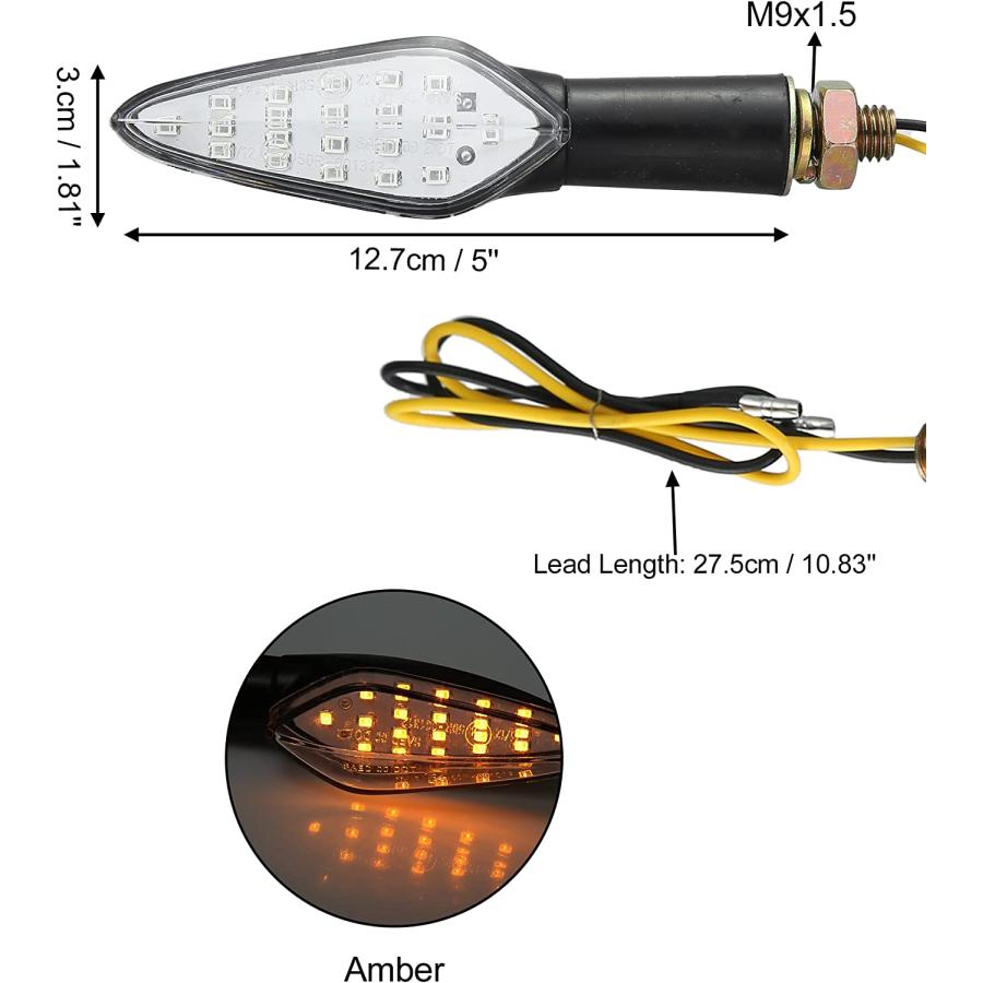 【並行輸入品】Motoforti 4pcs Motorcycle Flowing Turn Signal Lights Amber Light 12V