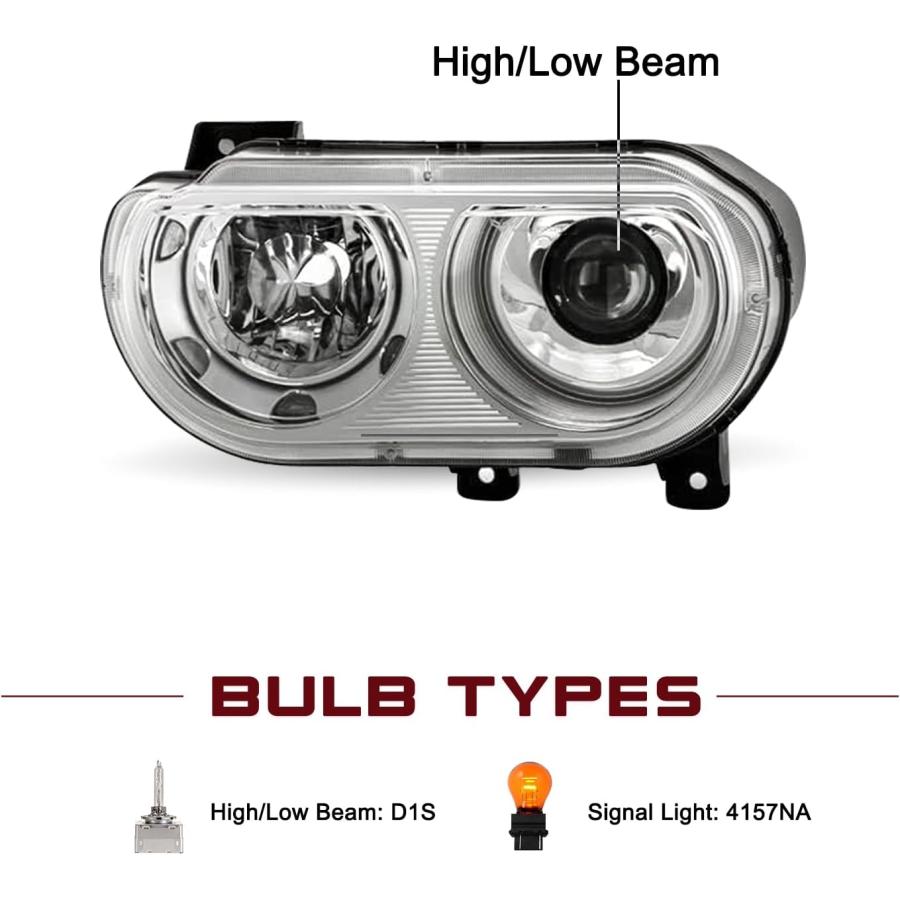 【並行輸入品】JSBOYAT HID Xenon プロジェクター ヘッドライトアセンブリ 2008-2014 Dodge Challenger ヘッドの画像