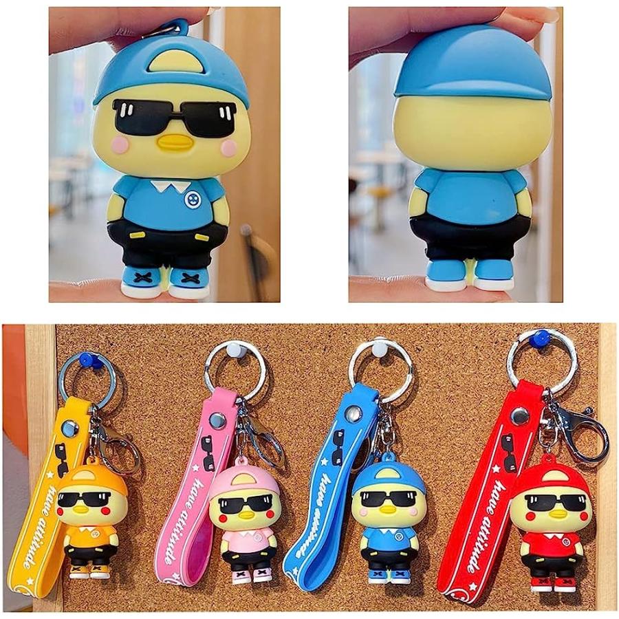 【並行輸入品】Xmingz 漫画 小さなひよこ キーホルダー 面白い農場の動物 鶏のペンダント キーリング ブルー Medium　