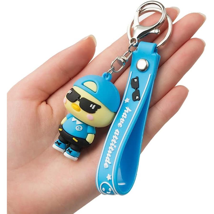 【並行輸入品】Xmingz 漫画 小さなひよこ キーホルダー 面白い農場の動物 鶏のペンダント キーリング ブルー Medium　