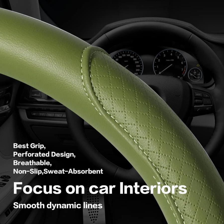 【並行輸入品】VARGTR ハンドルカバー マイクロファイバーレザーハンドルカバー クラシックエンボス加工 滑り止め 通気性 自動車ハンドルカバ 並行 |  | 01